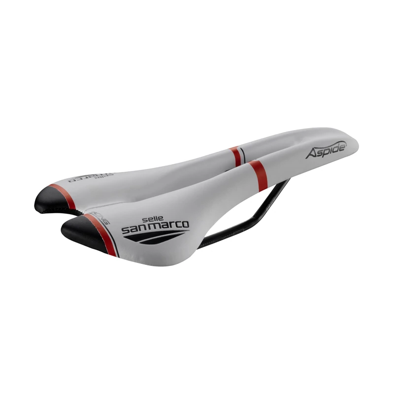 Selle San Marco Aspide Open Fit Racing Saddle White/Black/Red Narrow (S2)