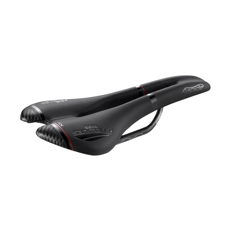 SANMARCO Selle San Marco - Aspide Open-Fit Carbon FX Narrow, Saddle for Performance Bikes, with a Curved Shape and a Narrow Seat, Carbon Rail - Black