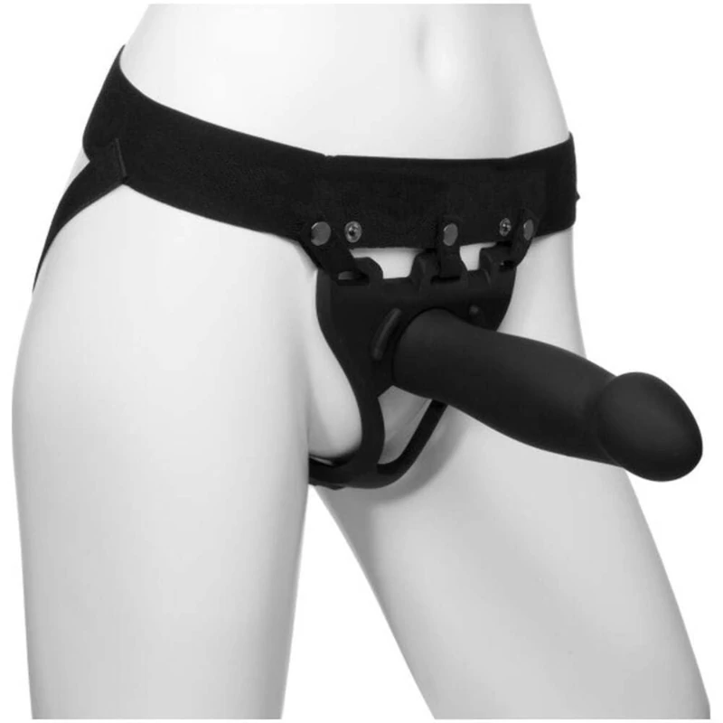 Doc Johnson Body Extensions Hollow Bulbed Strap On 2 Piece Set Black - Image 1