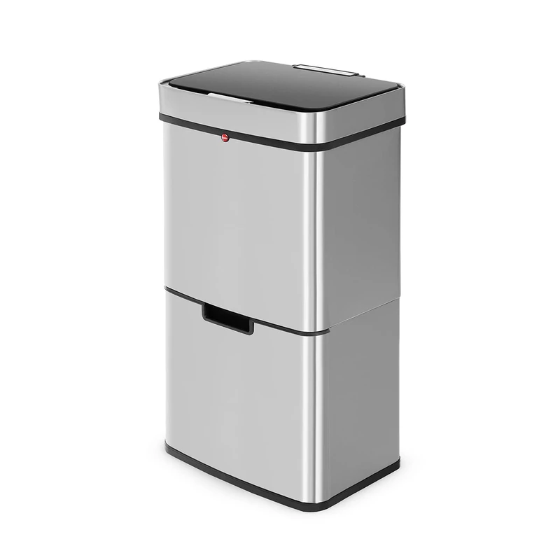 Hailo Öko Vario XL Sensor Waste Separation System 54 L - 2 x 25 L + 1 x 4 L - Fully Automatic Lid Opening - Anti-Fingerprint Bin Fully Automatic - Smart Bin - Sensor Waste Separator - Stainless Steel