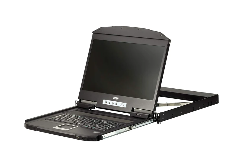 ATEN Ultra Short Depth Dual Rail WideScreen 18.5" LCD Console (USB, HDMI/DVI/VGA) CL3000NX (1366 x 768 @ 60Hz), No software required, UK, #1 KVM Market Leader - Image 1