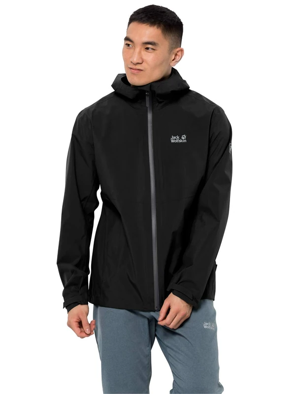 Jack Wolfskin Men's Jwp Hardshell Jacket, Black, L UK