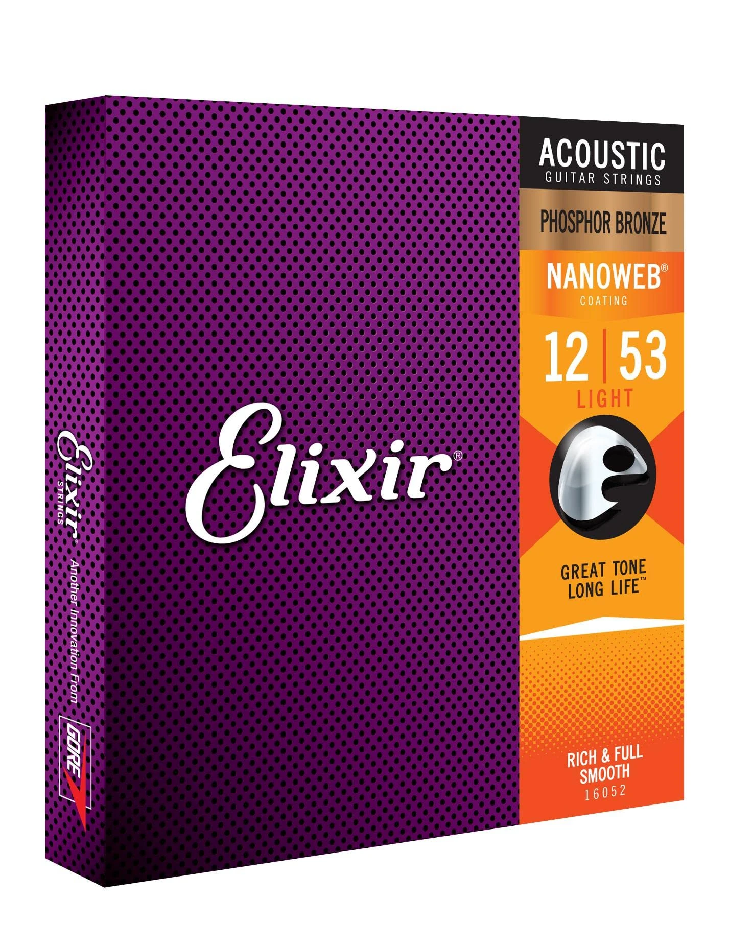 Elixir 16052 Acoustic Phosphor Bronze Nano Light 12-53 (3 Pack Bundle)