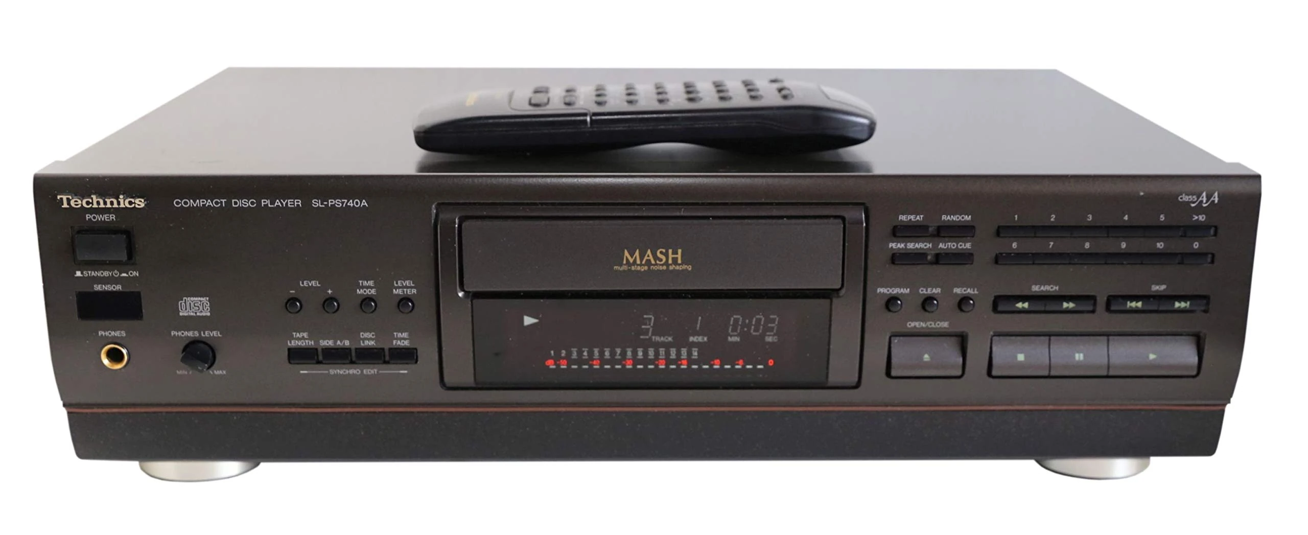 Technics SL-PS 740 A Class AA CD Player in Black with Headphone, Optical Connection