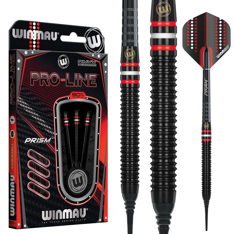 WINMAU Pro-Line Tungsten Softip Dart Set 20 gram with Prism Alpha Flights and Prism Force Shafts (Stems)