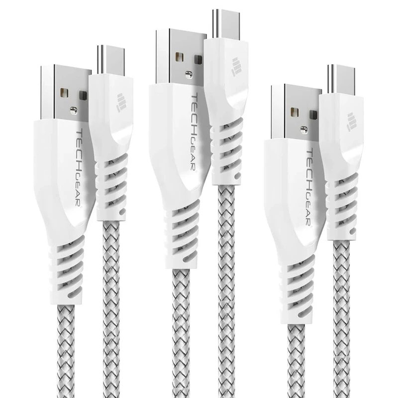 TECHGEAR 3 Pack STRONG Braided USB C Charger Cable & Sync Cables (30cm+1m+2m) for USB Type-C Compatible with iPad Pro 11" 12.9" 13" 2025-2018, Mini 7/6, iPad Air 11"/13"/4th/5th 10.9", iPad 10th/11th
