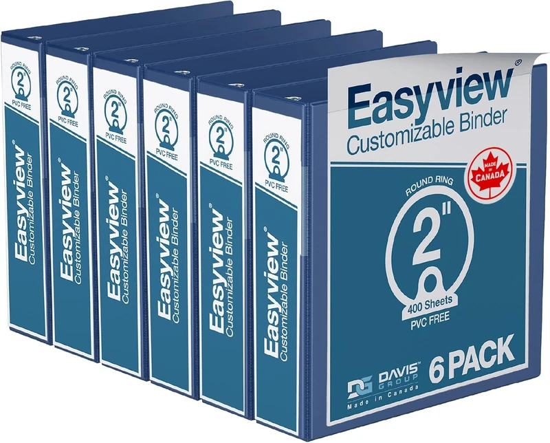 Easyview Premium, Round Ring, Customizable, View Binder, 6 Pack