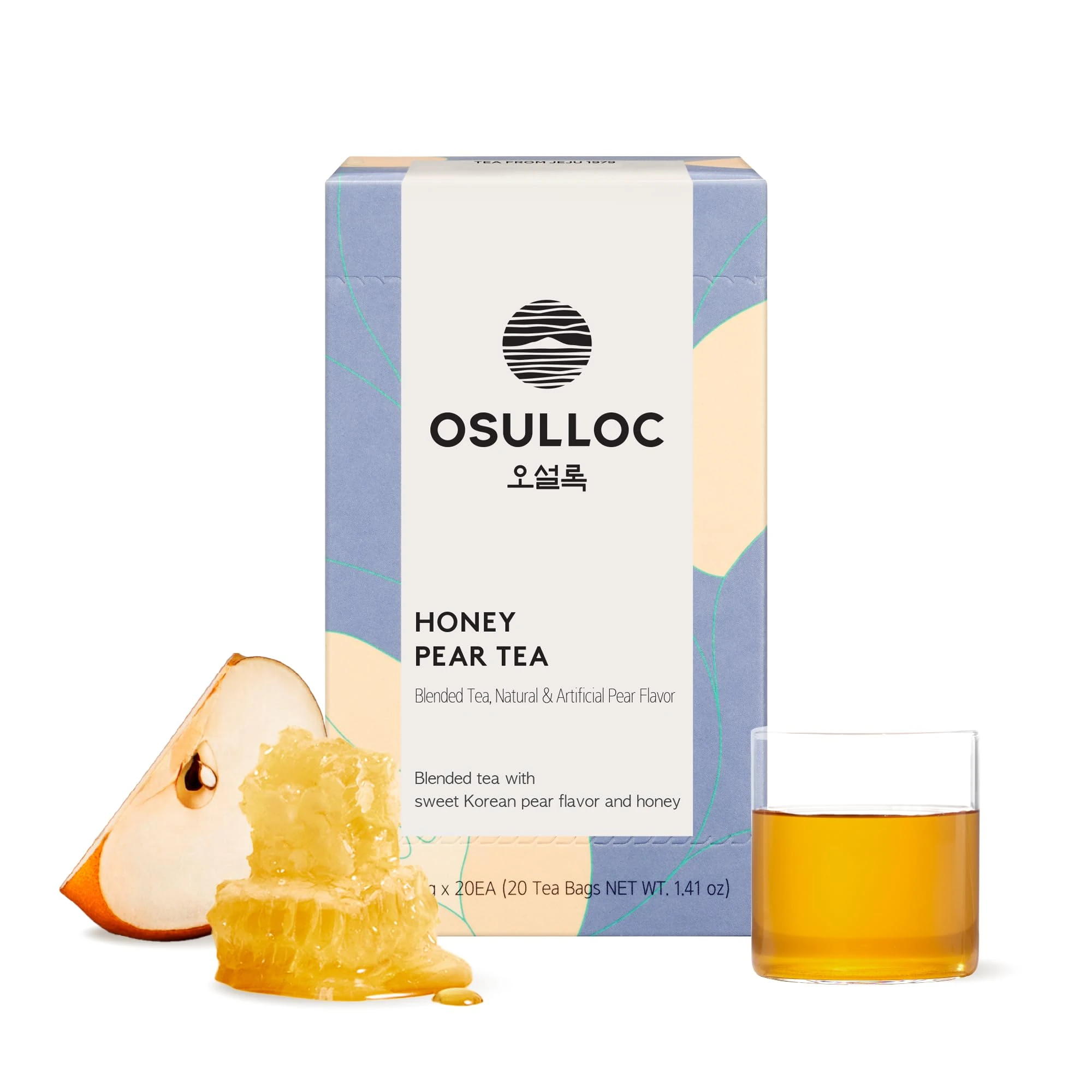 Osulloc Honey Pear Tea (Sweet Pear & Honey Flavor), Premium Blended Tea from Jeju, Tea Bag Series 20 count, 1.06 oz, 30g