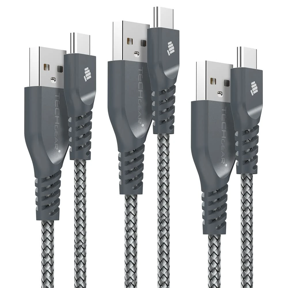 TECHGEAR 3 Pack STRONG Braided USB C Charger Cable & Sync Cables (30cm+1m+2m) for USB Type-C Compatible with iPad Pro 11" 12.9" 13" 2025-2018, Mini 7/6, iPad Air 11"/13"/4th/5th 10.9", iPad 10th/11th
