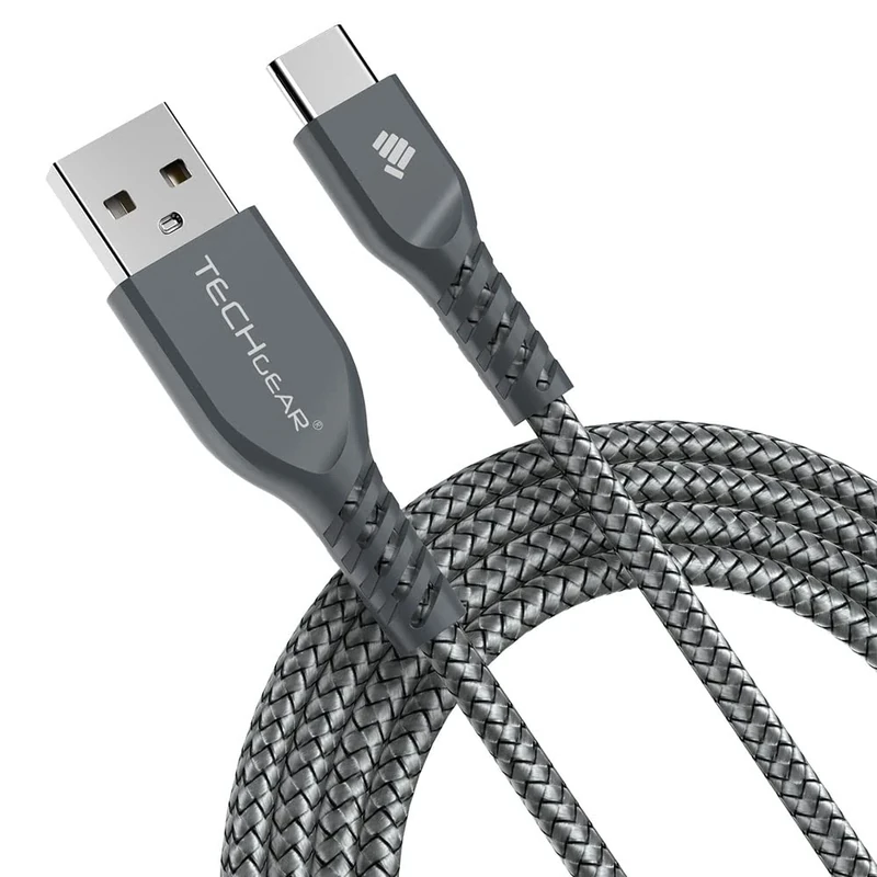 TECHGEAR USB A to USB C 2M Long STRONG Durable Braided Charging Data Cable Type C Compatible with iPad A16 11th/10th Generation, iPad Pro 11" 12.9" 13" 2024 2022 2021, Mini 7/6, iPad Air 10.9/11/13,
