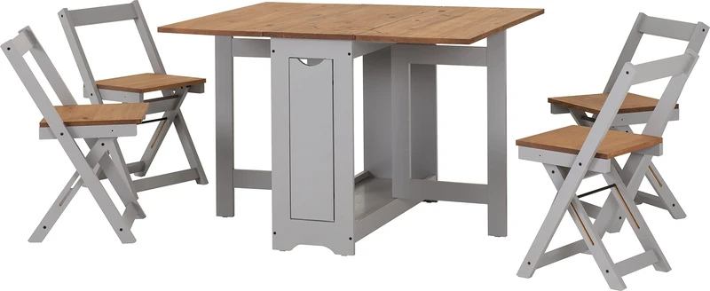 Seconique Santos Butterfly Dining Set in Grey/Distressed Waxed Pine