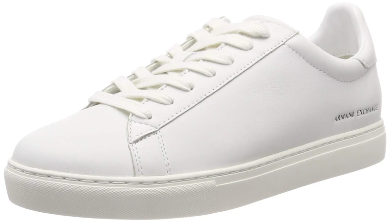 Armani Exchange Men's Low-Top White Leather Sneakers - 5 UK