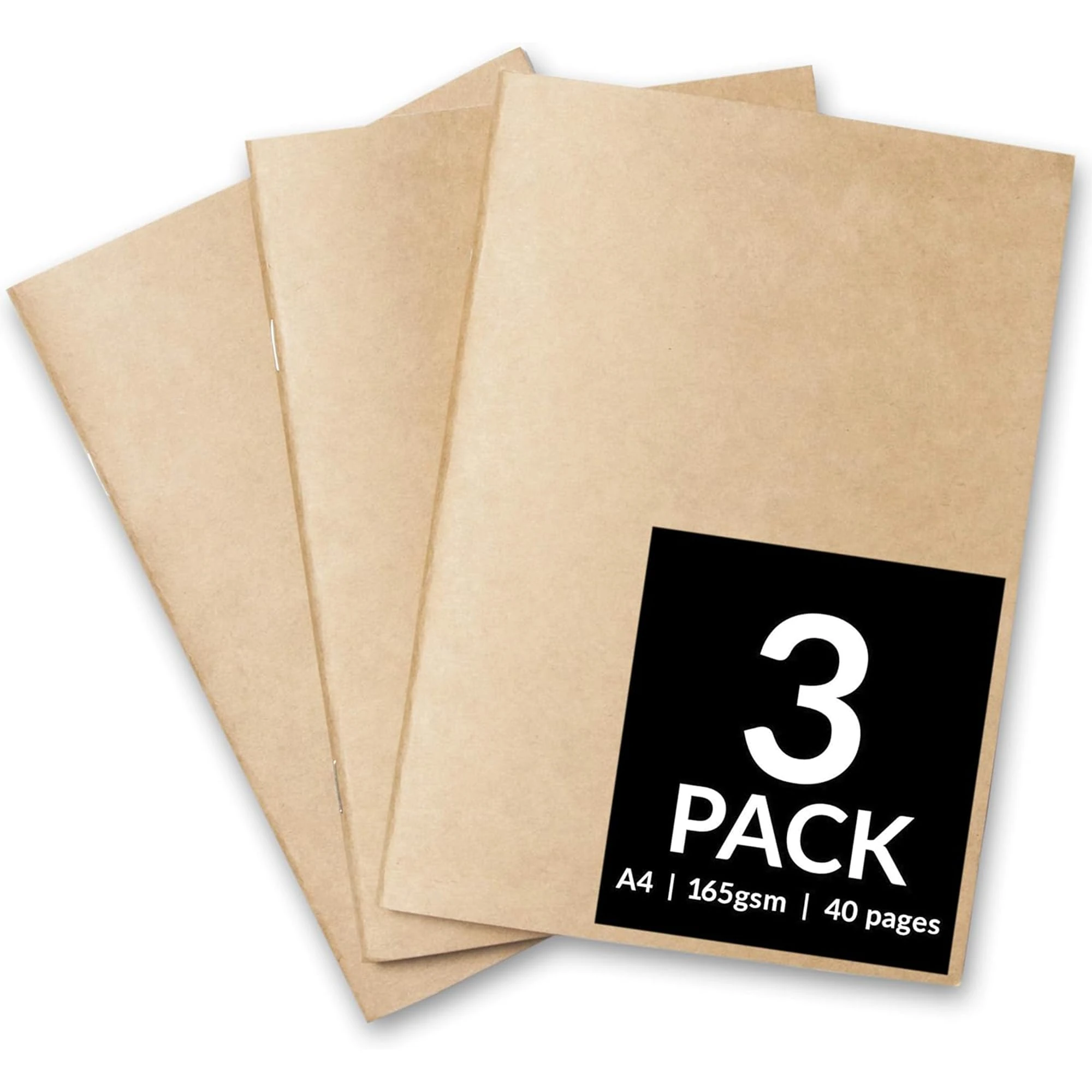 ARTISTIK A4 Sketchbook Soft Cover Craft (Pack of 3) – 40-Page Starter Sketch Book with 165gsm White Cartridge Paper Drawing Pad for Versatile Mixed Media Use