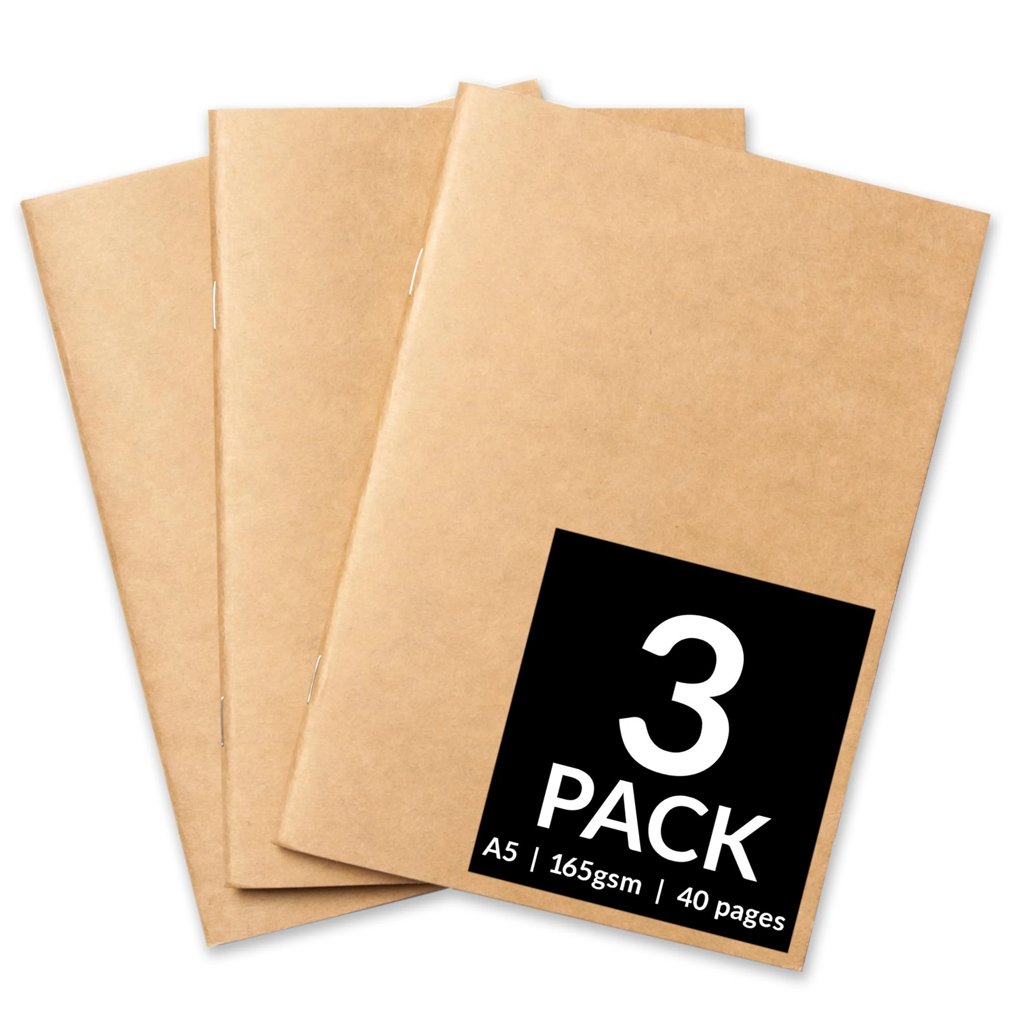 ARTISTIK A3 Sketchbook Soft Cover Craft (Pack of 3) – 40-Page Starter Sketch Book with 165gsm White Cartridge Paper Drawing Pad for Versatile Mixed Media Use
