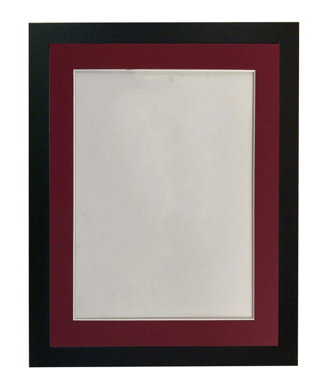 H7 Picture Frame Black with Red Mount 50 x 70 cm Image Size A2 Plastic Glass