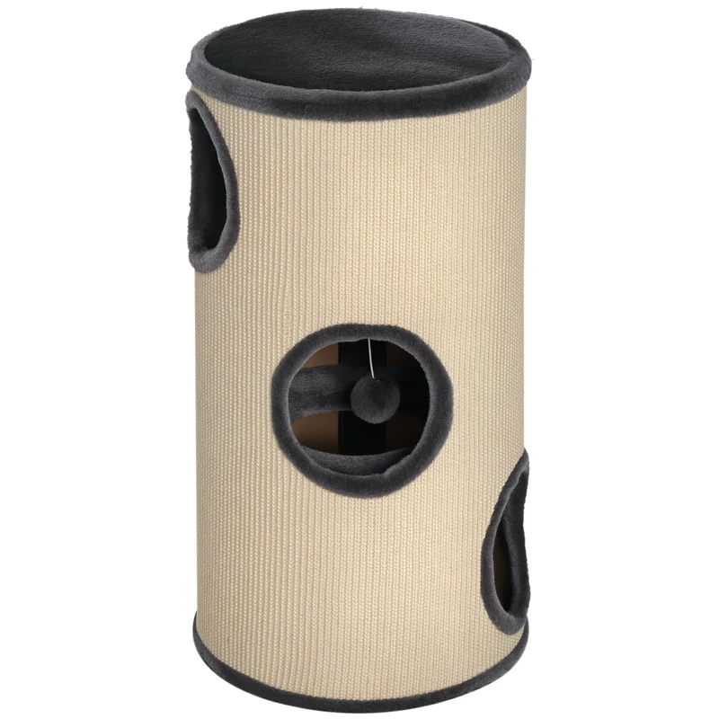 Pawhut 70cm Height Cat Post Tree Scratching Barrel Sisal Activity Center Condo Kitten Bed Scratcher Climbing Climber Play House