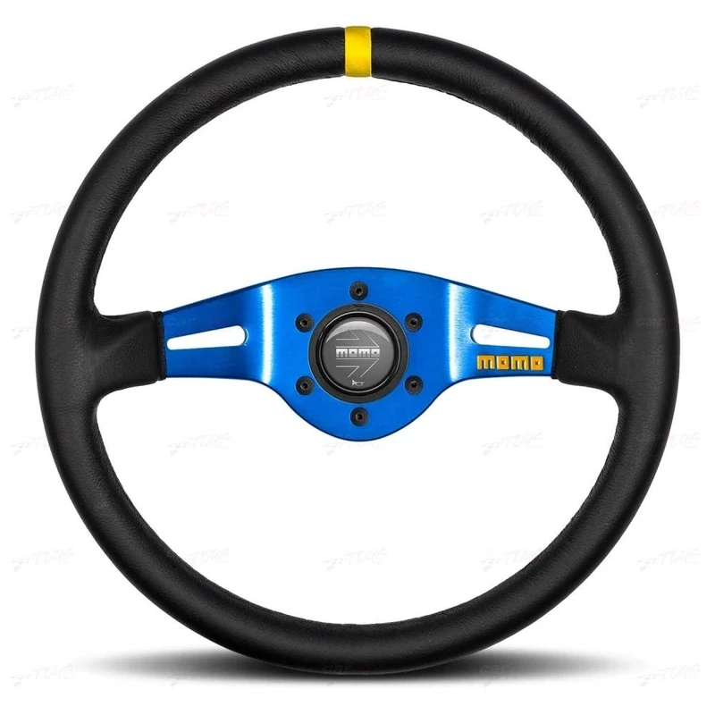 MOMO Mod 3 Steering Wheel - Blue Spoke & Black Leather 350mm (M11150405812L)