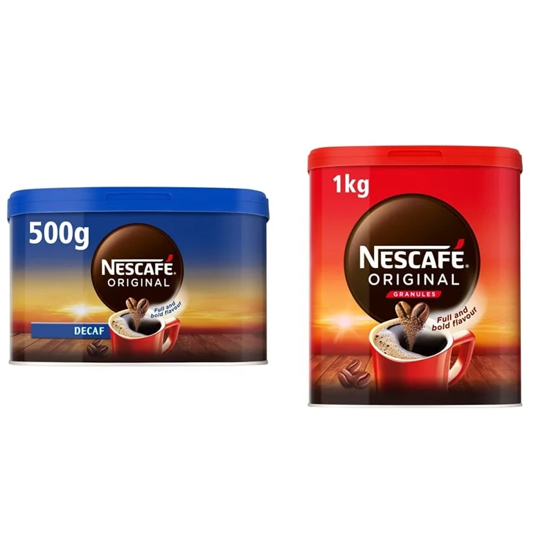 NESCAFE Original Instant Coffee Bundle: 1kg Tin and 500g Decaf Tin