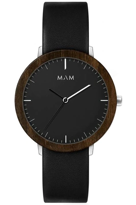 MAM Originals Unisex Watch 621, Black Dial, Japanese Quartz Movement, Leather Strap, 39 mm, Water Resistant up to 30 meters - Image 1