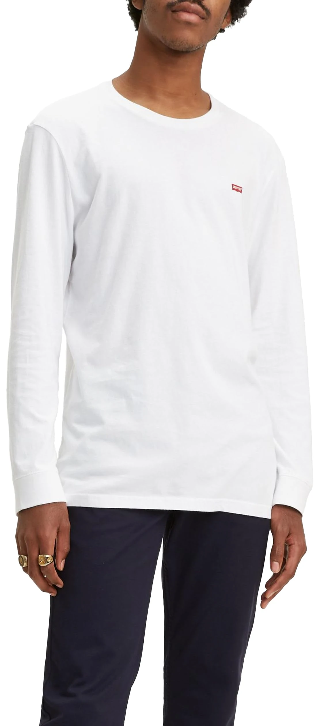 Levi's Men's Long-Sleeve Original Housemark Tee T-Shirt, Cotton + Patch White, L