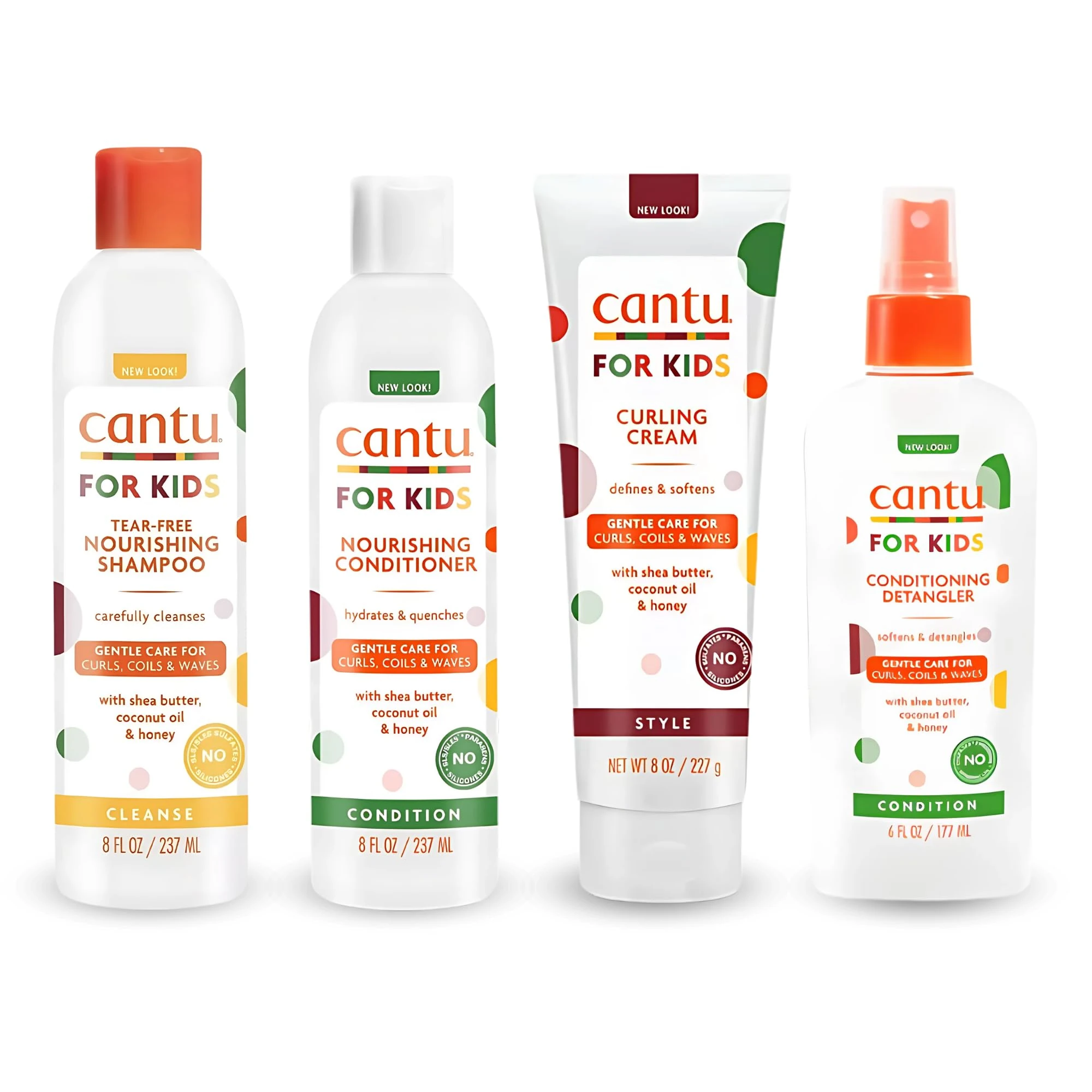 Cantu Care For Kids Gentle Care for Textured Hair - Shampoo + Conditioner + Detangler + Styling Custard (SET OF 4)