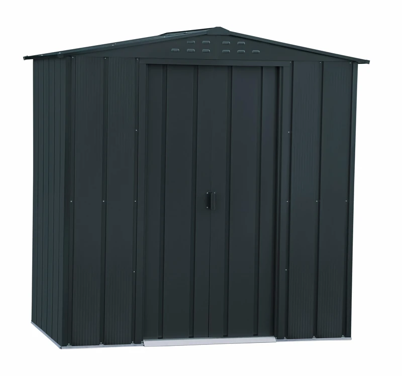 Duramax Garden Shed 6 x 4, for Outdoors, Made of Hot-Dipped Galvanised Steel, Robust Reinforced Roof, Maintenance Free and Weather Resistant, Anthracite