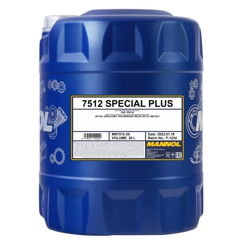 Mannol 20 Litres Special Plus 10W-30 Engine Oil 7512 API SN Universal Hydro-Synthetic