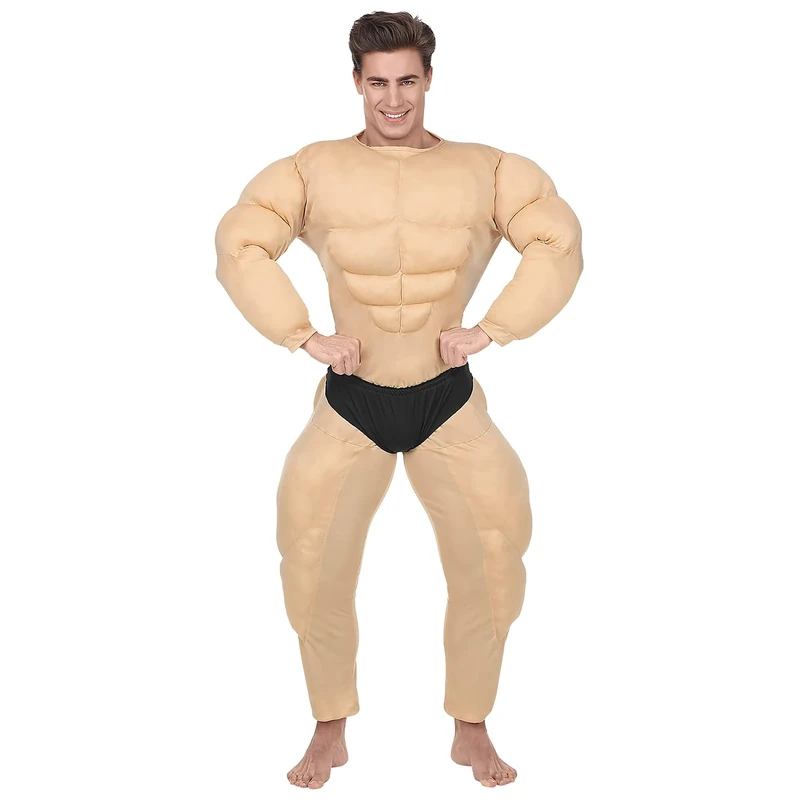 W WIDMANN MILANO Party Fashion - Padded Bodybuilder Costume for Men, Weightlifting, Muscle Guys, Strongmen, Strippers, Stag and Hen Parties, Carnival, Theme Parties, Size S