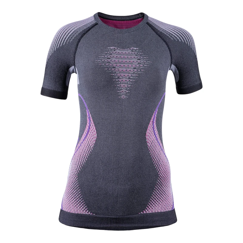 UYN U100050 EVOLUTYON UW SHORT_SL.MELANGE T-shirt Women's Anthracite Melange/Raspberry/Purple XS