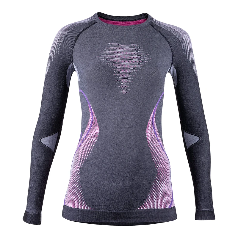 UYN U100019 EVOLUTYON UW LG_SL.Melange T-Shirt Women's Anthracite Melange/Raspberry/Purple XS