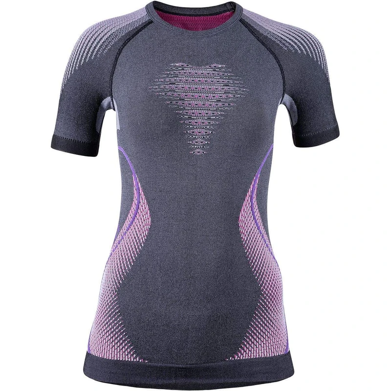 UYN U100050 EVOLUTYON UW SHORT_SL.MELANGE T-shirt Women's Anthracite Melange/Raspberry/Purple XL