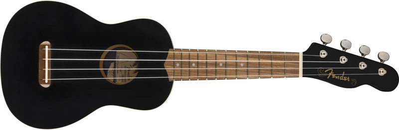 Fender California Coast Venice Soprano Ukulele, Comfortable and Easy to Play "C"-shaped Neck, Includes Complimentary Virtual Lessons, Black Finish