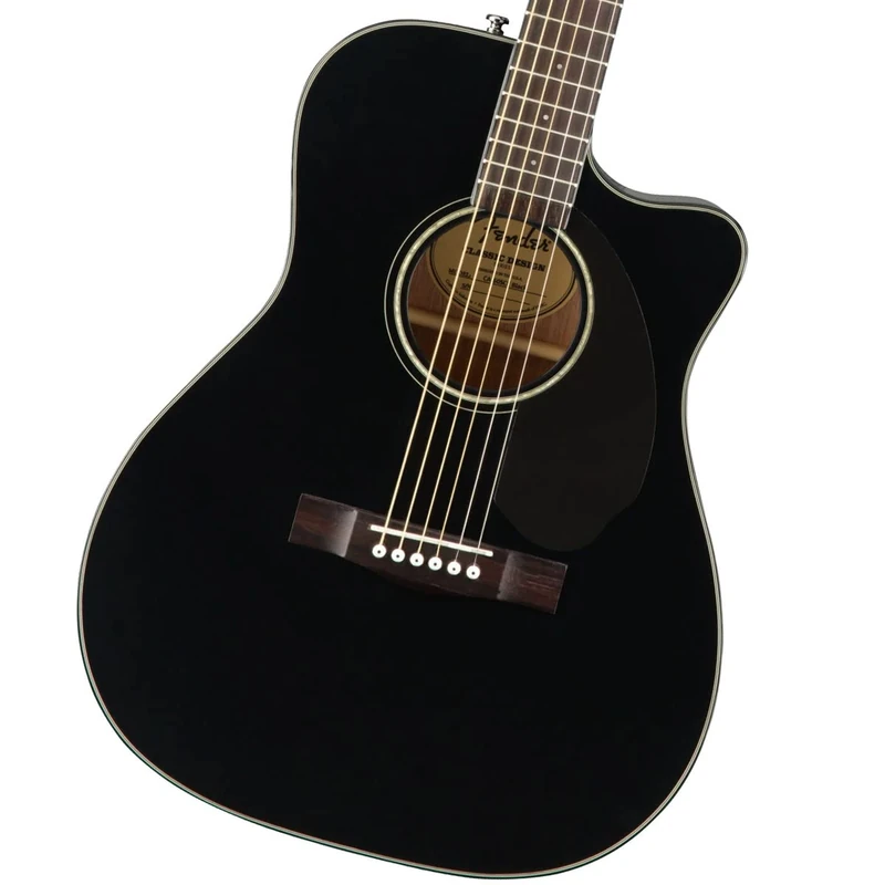 Fender CC-60SCE Concert Acoustic Guitar, Walnut Fingerboard, Black, Comes with Free Virtual Lessons