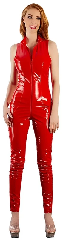 Black Level Vinyl Jumpsuit, Red, Small