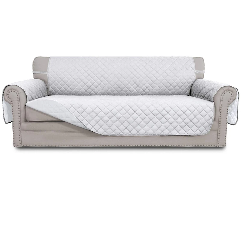 Easy-Going Sofa Slipcover Reversible Oversized Sofa Cover Water Resistant Couch Cover with Foam Sticks Elastic Straps Furniture Protector for Pets Dog (Oversized Sofa, White/White)