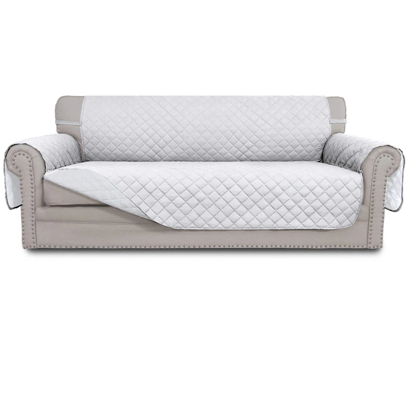 Easy-Going Sofa Slipcover Reversible Sofa Cover Water Resistant Couch Cover with Foam Sticks Elastic Straps Furniture Protector for Pets Kids Children Dog Cat (Sofa, White/White)