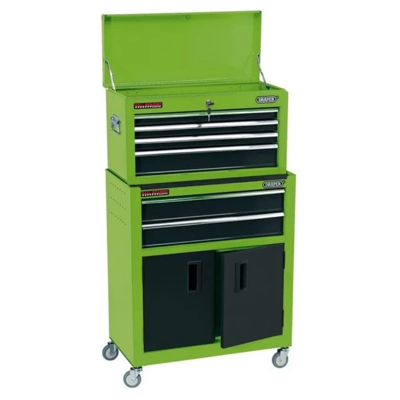 Draper 19566 24" Combined Roller Cabinet and Tool Chest (6 Drawer), Green
