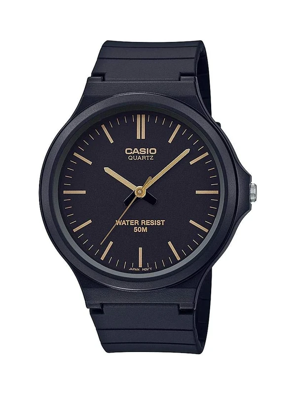Casio Unisex MW-240-1E2VCF Classic Analog Display Quartz Black Watch, Blacl/Gold, Quartz Watch