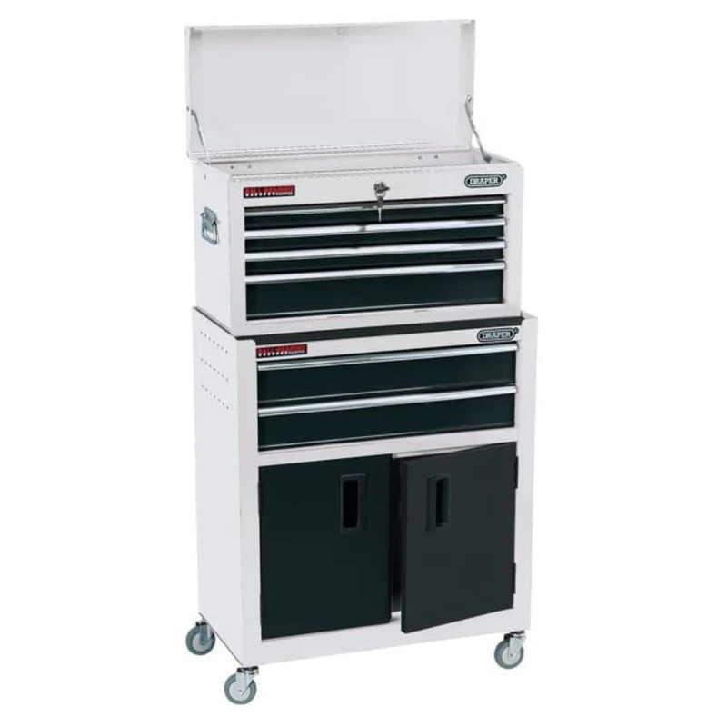 Draper 19576 24" Combined Roller Cabinet and Tool Chest (6 Drawer), White