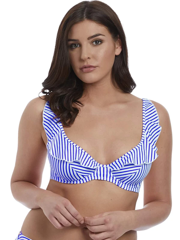 Freya Totally Stripe Ruffled Bikini Top - Multi - 30G