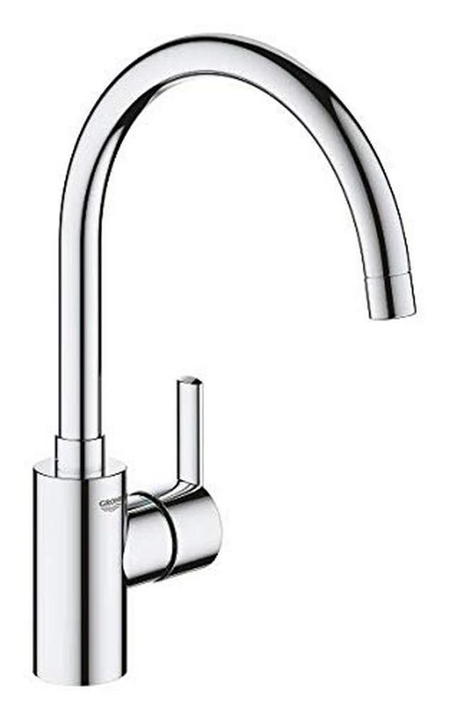 GROHE Feel – Kitchen Mixer Tap (Monobloc Installation, Single Leaver, High C-Spout, Selectable Swivel Range 0° / 150°, 35 mm Ceramic Cartridge, Tails 3/8 Inch), Size 354 mm, Chrome, 32670002