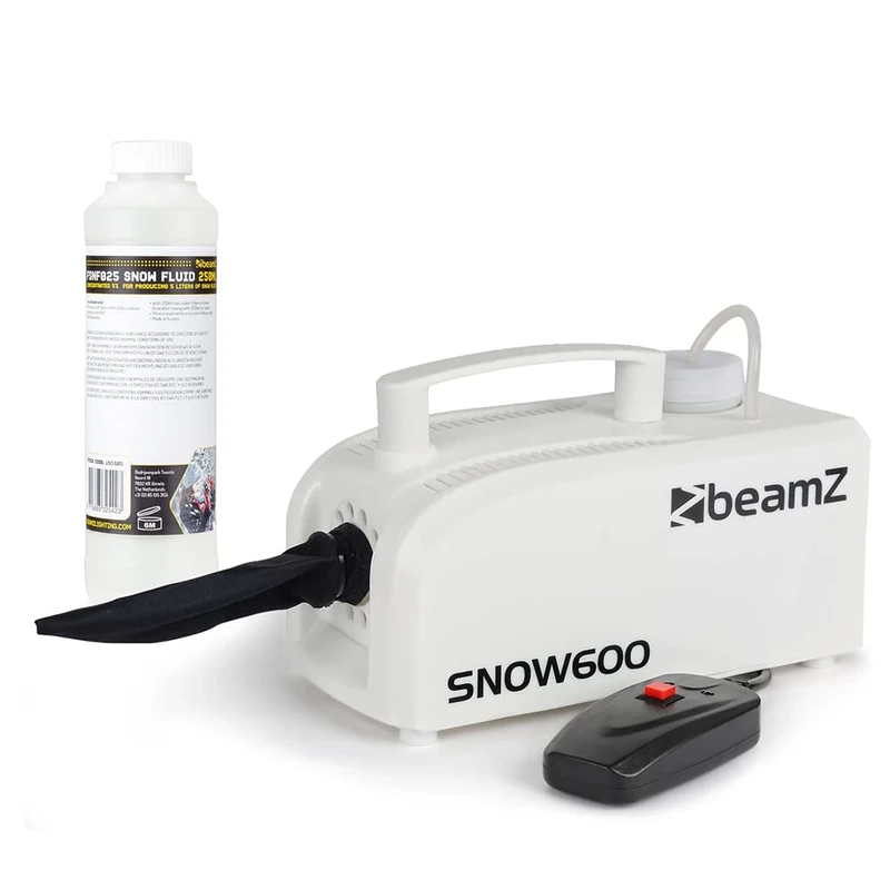 beamz Snow600 Artificial Snow Machine with 5L Concentrated Fluid, Ideal Snow Machine for Party Events, Creating Winter Atmosphere at Parties, Weddings, DJ and Large Venues - Image 1