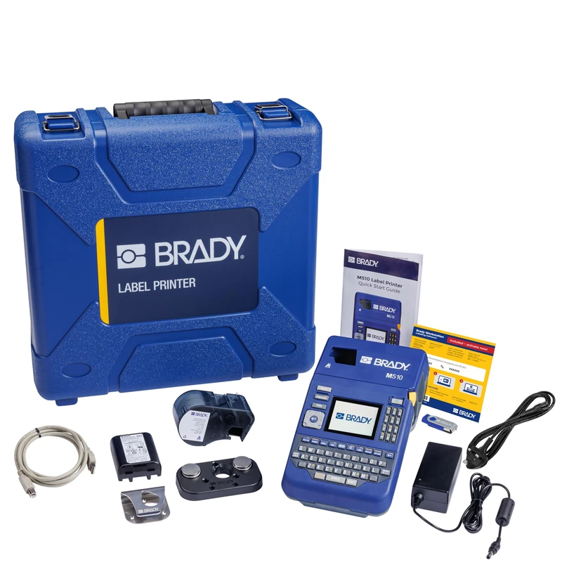 Brady M510 Portable Label Printer Kit Labelling Device Industrial Labelling Machine for Chemical Resistant Labels - incl. Case, Battery, UK Power Cord and Label Cartridge replaces BMP51