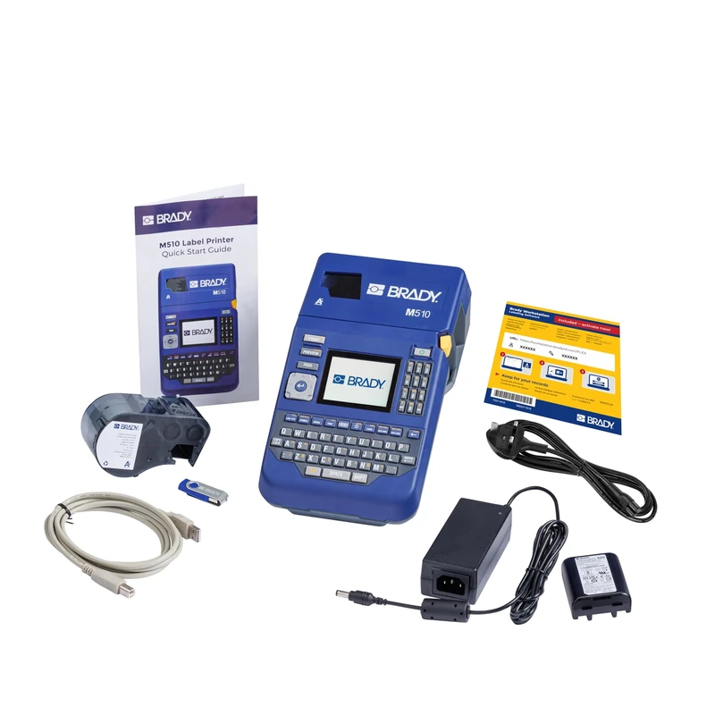 Brady M510 Portable Label Printer + Workstation Suite - Labelling Device - Industrial Labelling Machine for Chemical-Resistant Labels - Incl. 1 Label Cartridge and UK Power Cord - replaces BMP51