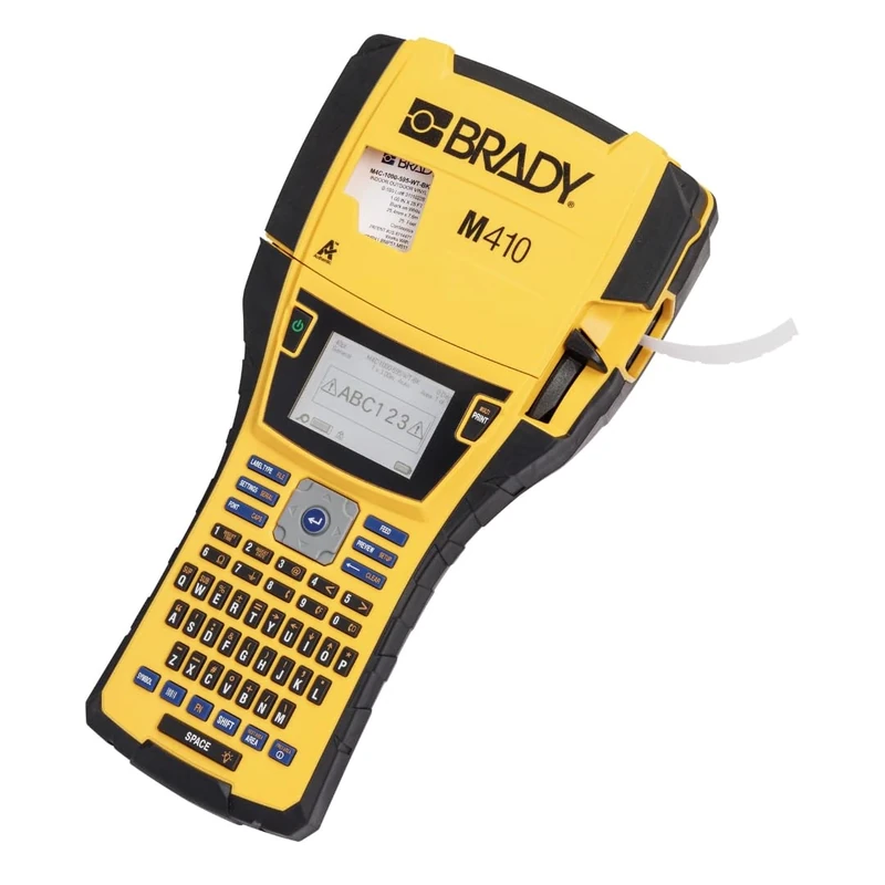 Brady M410 Portable Industrial Harsh Environment Label Printer - Monochrome, 600 dpi, 33.02 ppm, USB, Includes Label Cartridge & UK Power Cord