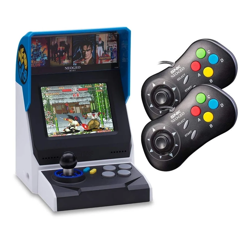 NEOGEO Mini Console: International Edition + 2 x NEOGEO Mini Black Controllers (Includes 40 Games)