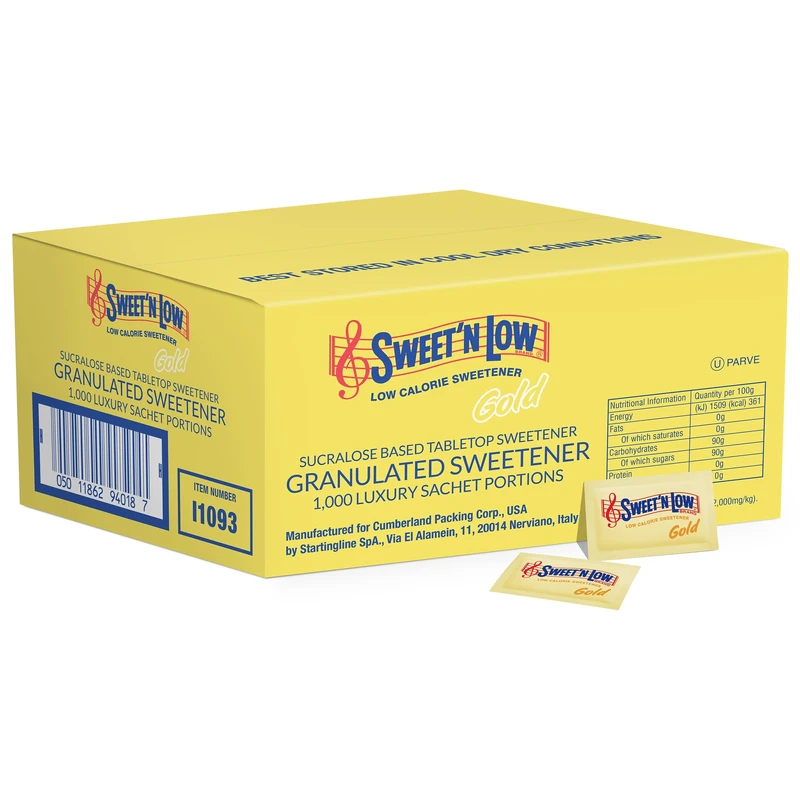 Sweet'N Low Gold Sucralose Sweetener – 1000 Sachets (2000 Servings per Pack), Low Calorie Granulated Sweetener, Zero Fat, Zero Salt, Individually Wrapped