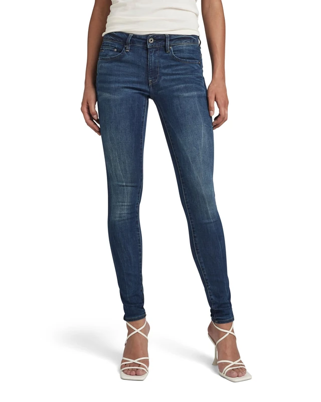 G-Star Women's Midge Zip Mid-Waist Skinny Jeans, Blue (dk aged D05281-6553-89), 23W / 34L