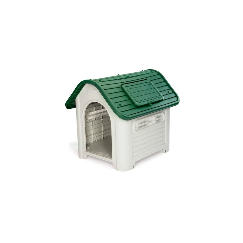 Gardiun Dakota Mid-Size Dog Kennel 87x72x75 cm Made of Resin Beige/Green Color - Image 1