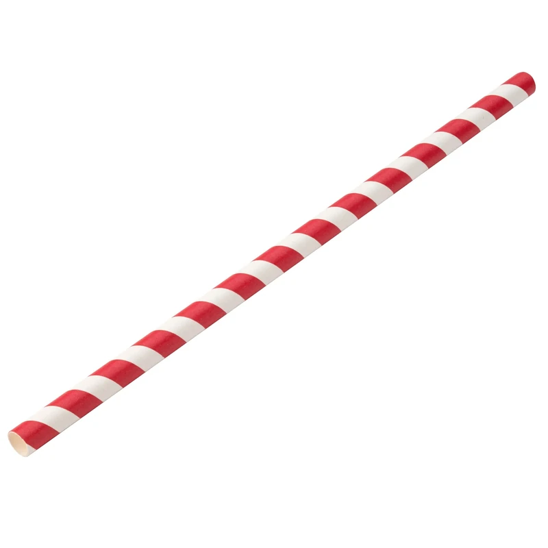 Jumbo Red Stripe Paper Straws 9inch - Case of 6000-8mm Bore Jumbo Paper Straws